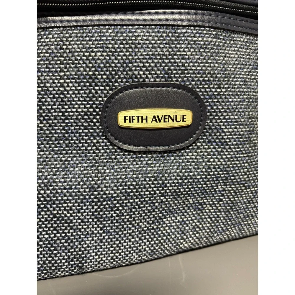 VTG Fifth Avenue‎ Blue Tweed Carry On Travel Bag Duffel Shoulder Luggage 14